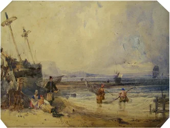 Paysage marin avec cinq figures